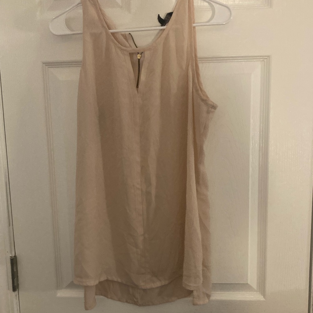 Express Tan Asymmetrical Cut Out Tank Top